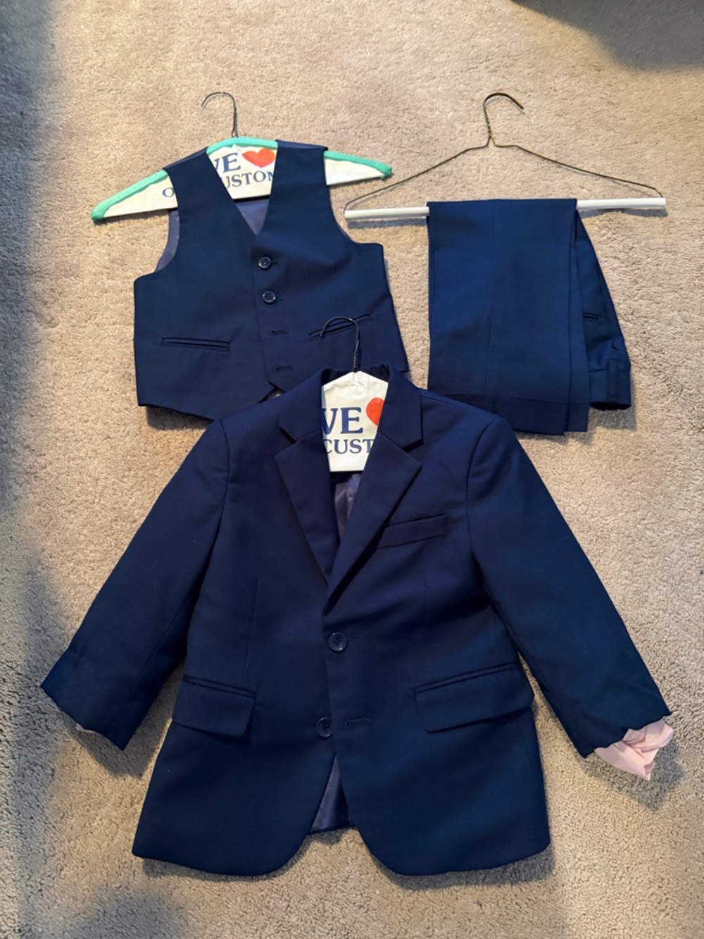 Boys Navy 3-Piece Suit Set - Jacket, Vest & Pants